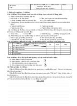 Đề kiểm tra học kỳ I - Môn sinh 7 năm học 2014-2015 ( thời gian làm bài 45 phút)